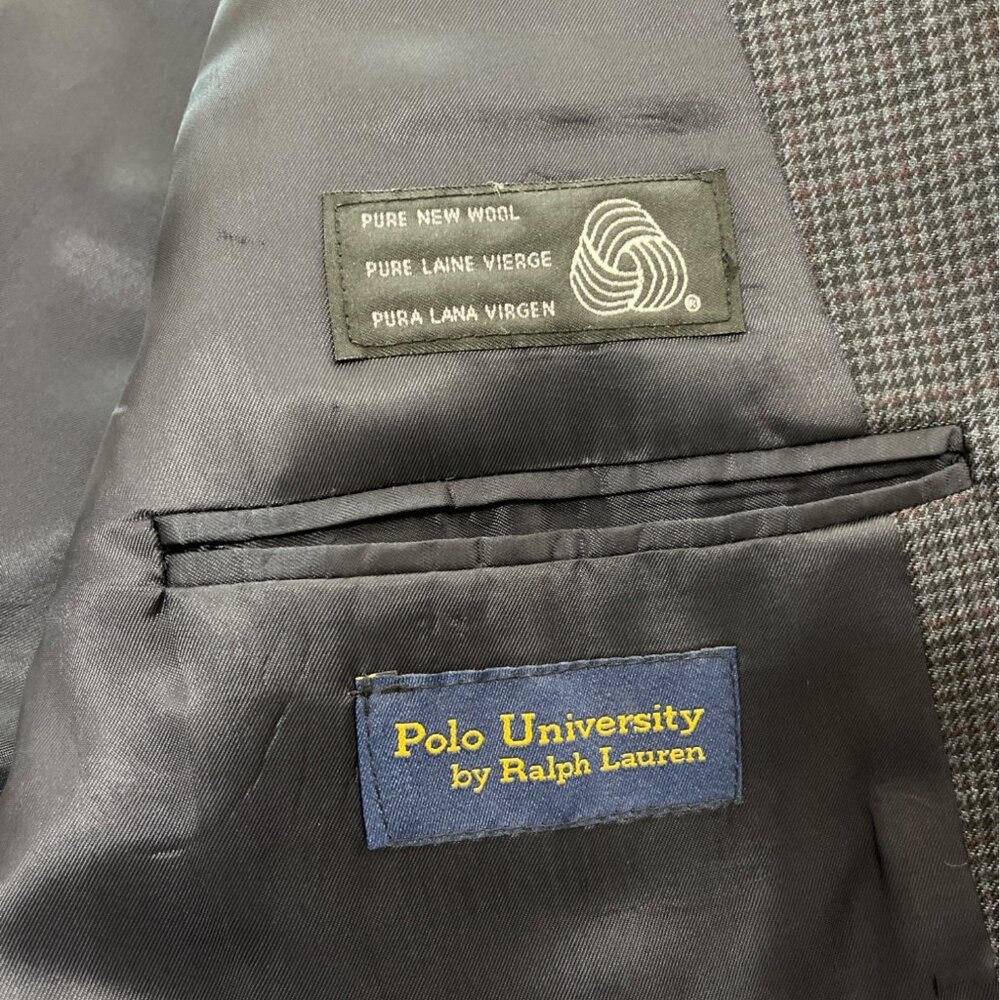 Polo University By Ralph Lauren Mens Wool Blazer 42R Navy Blue Made In Canada - Picture 3 of 7